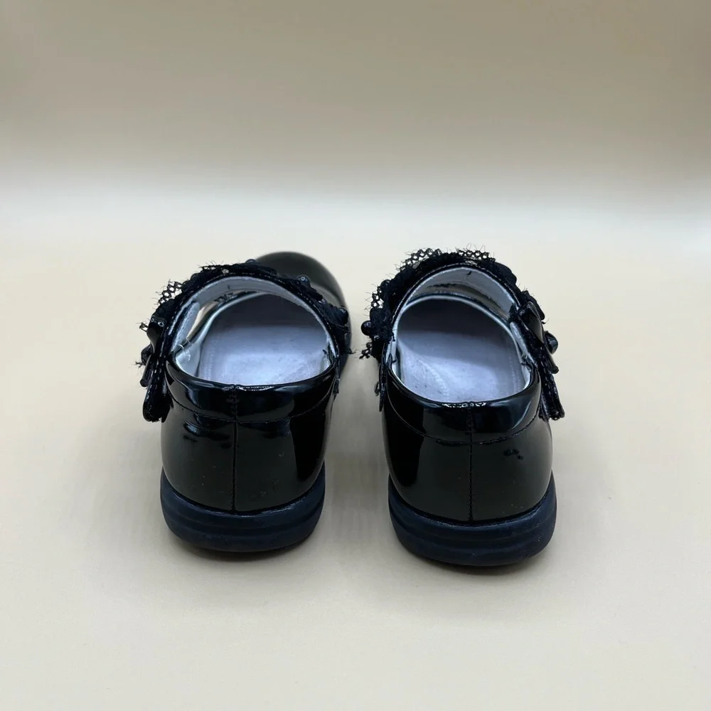 Elegant Black Bowknot Lace Flat Sole Shoes Non‎ Slip Size 10